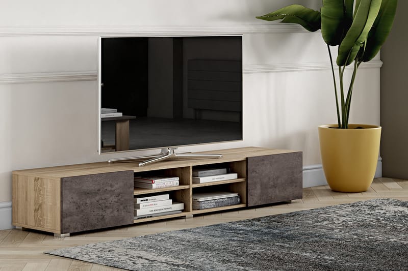 Oxidam TV-benk 185 cm - Brun/Grå - Møbler - Medie- & TV-møbler - TV-benk & mediabenk