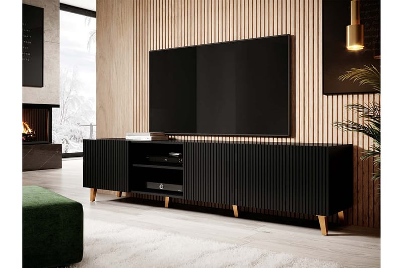 Pafos Tv-benk 40x52x200 cm - Svart - Møbler - Mediamøbel & tv møbel - TV-benk & mediabenk