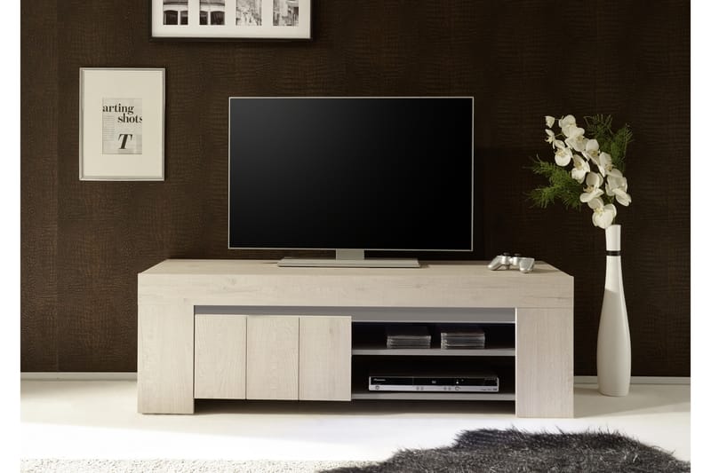 Palmira TV-benk 140 cm Liten - Hvit/Eik - Møbler - Medie- & TV-møbler - TV-benk & mediabenk