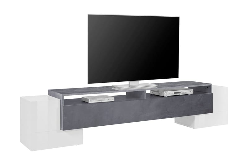 Pillona Tv-benk 210 cm - Hvit/Svart - Møbler - Medie- & TV-møbler - TV-benk & mediabenk