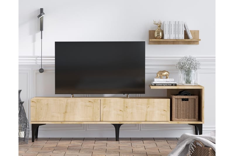 Plasanta Tv-benk 180 cm - Natur/Hvit - Møbler - Mediamøbel & tv møbel - TV-benk & mediabenk