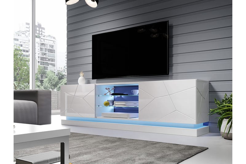 Qiu TV-benk 200 cm - Hvit Highlighter - Møbler - Mediamøbel & tv møbel - TV-benk & mediabenk
