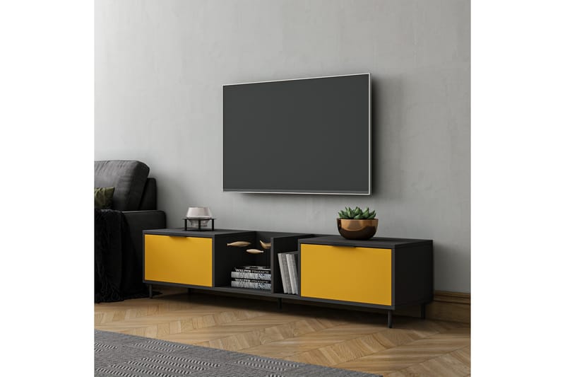 Ransdorp Tv-benk 180 cm - Gul/Antrasitt - Møbler - Mediamøbel & tv møbel - TV-benk & mediabenk