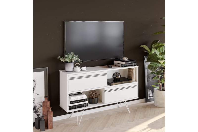 Rinorea Tv-benk 120x71 cm - Hvit - Møbler - Mediamøbel & tv møbel - TV-benk & mediabenk