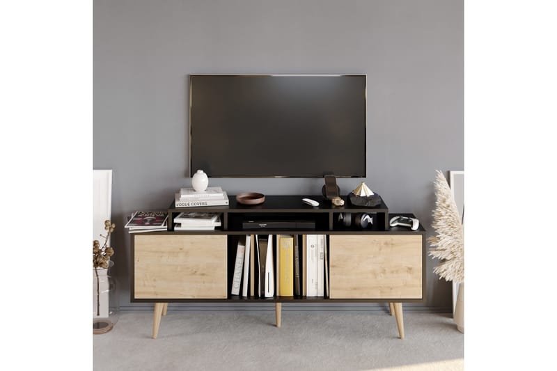 Rinorea Tv-benk 160x70,8 cm - Svart - Møbler - Mediamøbel & tv møbel - TV-benk & mediabenk