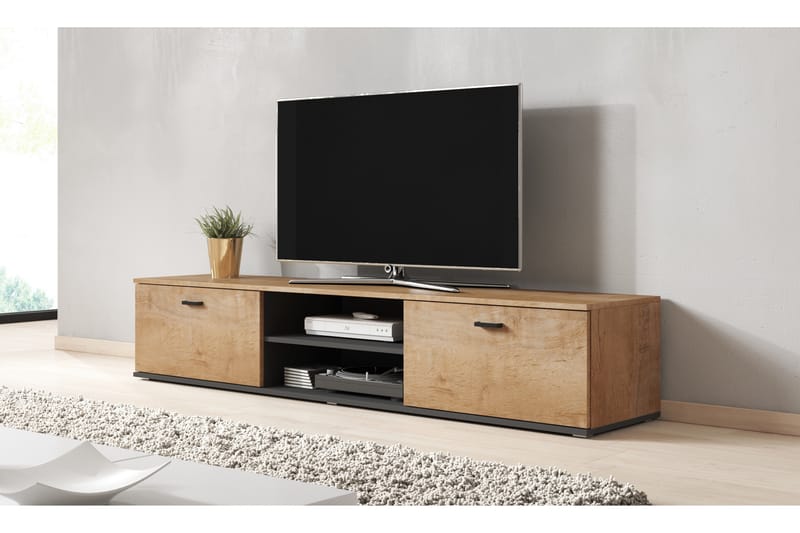 Sohna Tv-benk 180x43x37 cm - Tre/Brun/Svart - Møbler - Mediamøbel & tv møbel - TV-benk & mediabenk