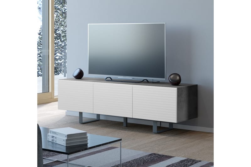 Tallmo TV-Benk 165 cm - Betong|Hvit - Møbler - Mediamøbel & tv møbel - TV-benk & mediabenk