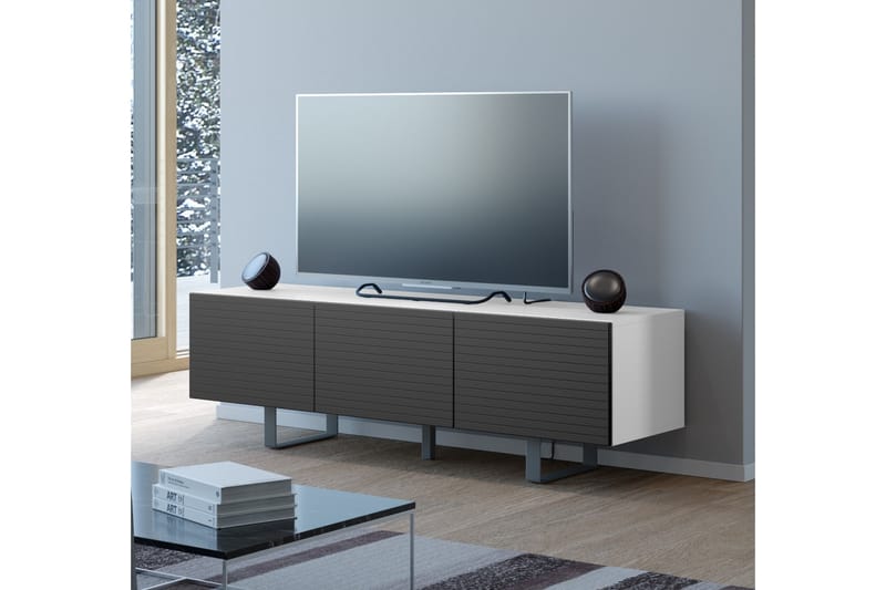 Tallmo TV-Benk 165 cm - Hvit|Svart - Møbler - Mediamøbel & tv møbel - TV-benk & mediabenk