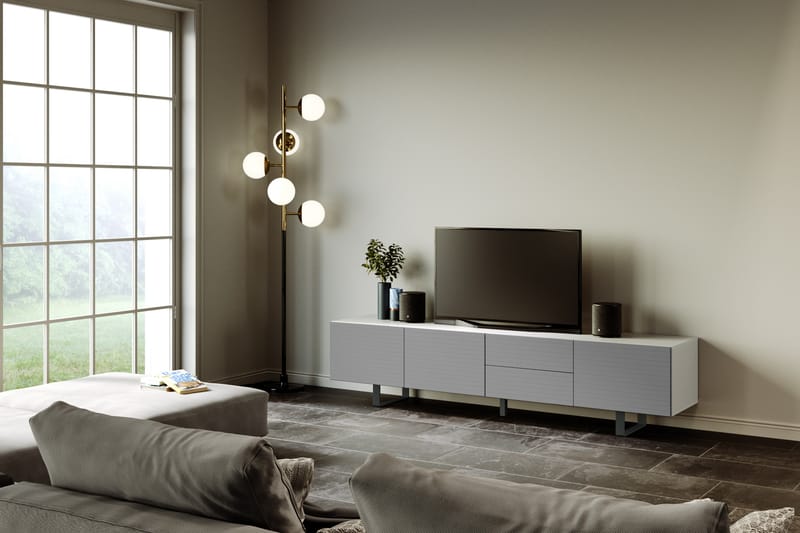 Tallmo TV-Benk 220 cm - Hvit/Grå - Oppbevaring - Oppbevaringsmøbler - Kommode