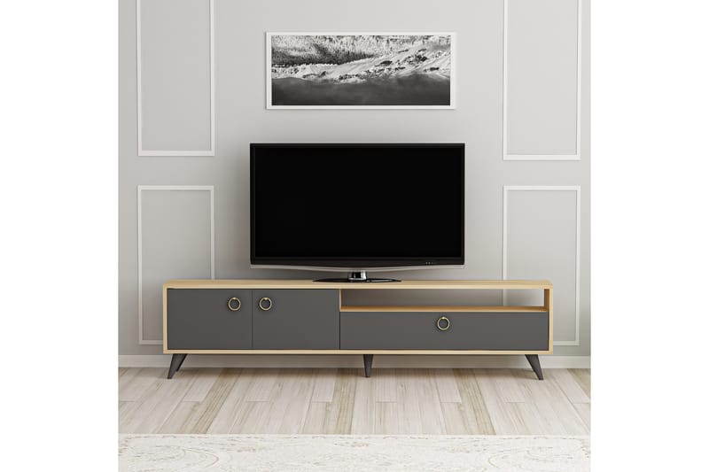 Tv bänk 180 cm Ek/Antracit - Natur/Antrasitt - Møbler - Mediamøbel & tv møbel - TV-benk & mediabenk