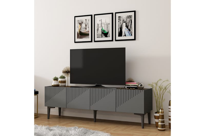 Tv-benk 154 cm - Antrasitt/Valnøtt - Møbler - Mediamøbel & tv møbel - TV-benk & mediabenk
