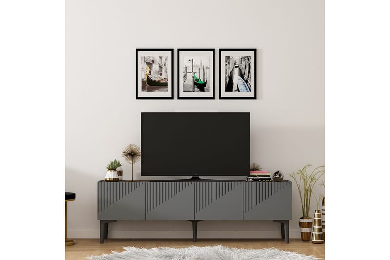 Tv-benk 154 cm - Antrasitt/Valnøtt - Møbler - Mediamøbel & tv møbel - TV-benk & mediabenk