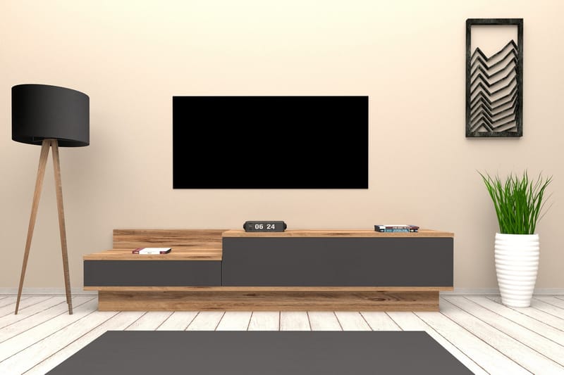 Tv-benk 160 cm - Natur/Antrasitt - Møbler - Mediamøbel & tv møbel - TV-benk & mediabenk