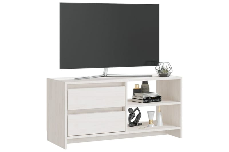 TV-benk 80x31x39 cm heltre furu hvit - Hvit - Møbler - Medie- & TV-møbler - TV-benk & mediabenk