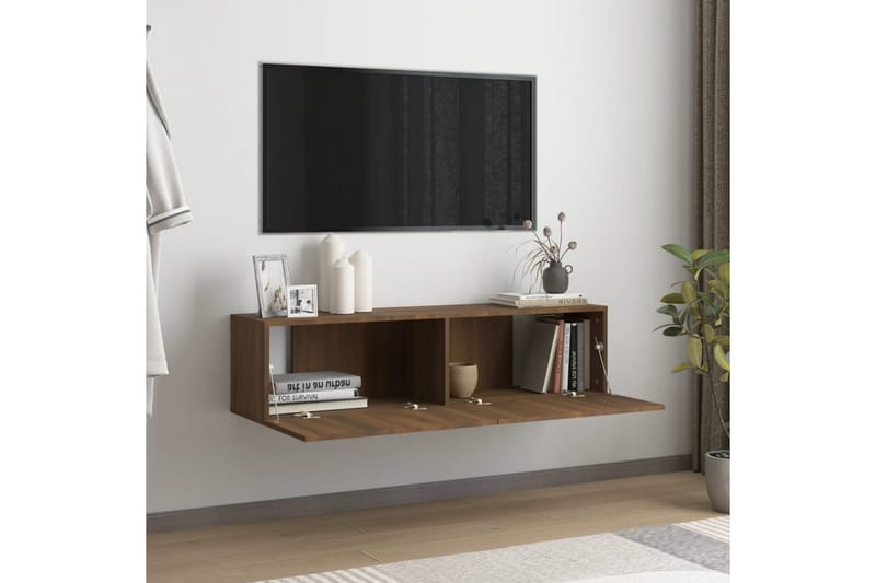 TV-benk brun eik 120x30x30 cm konstruert tre - Brun - Møbler - Mediamøbel & tv møbel - TV-benk & mediabenk