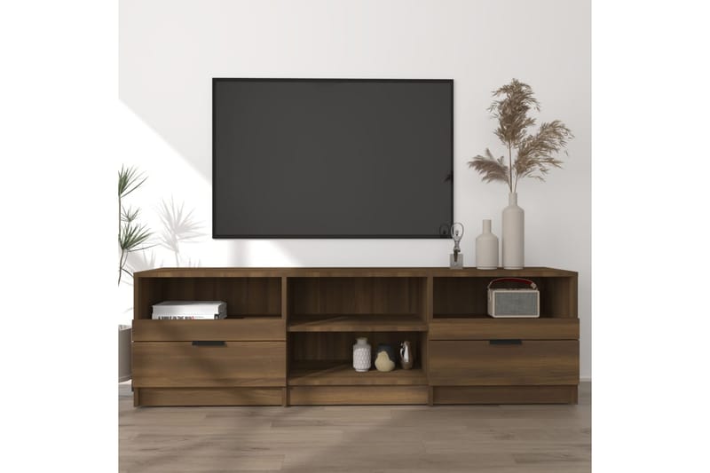 TV-benk brun eik 150x33,5x45 cm konstruert tre - Brun - Møbler - Mediamøbel & tv møbel - TV-benk & mediabenk