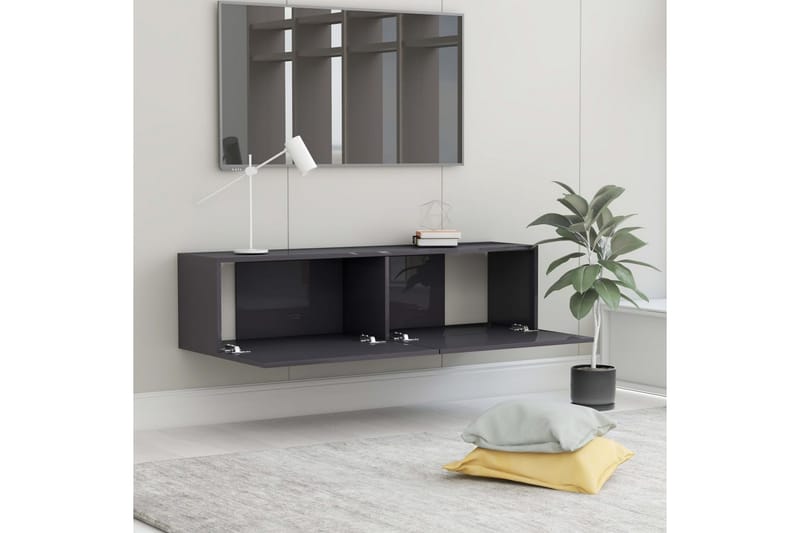 TV-benk høyglans grå 120x30x30 cm sponplate - Møbler - Medie- & TV-møbler - TV-benk & mediabenk
