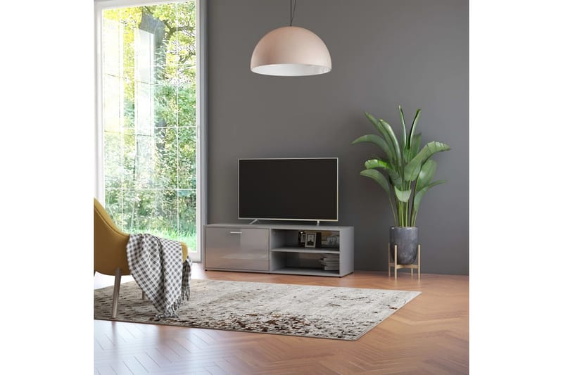 TV-benk høyglans grå 120x34x37 cm sponplate - Grå - Møbler - Mediamøbel & tv møbel - TV-benk & mediabenk