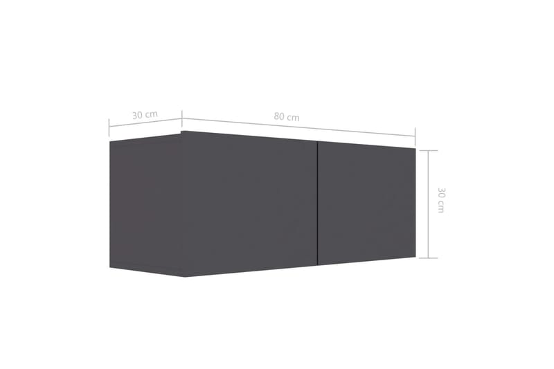TV-benk høyglans grå 80x30x30 cm sponplate - Møbler - Medie- & TV-møbler - TV-benk & mediabenk