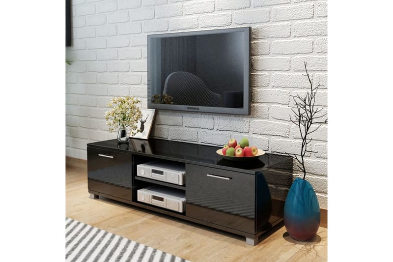 TV-benk høyglans sort 120x40,3x34,7 cm - Møbler - Medie- & TV-møbler - TV-benk & mediabenk