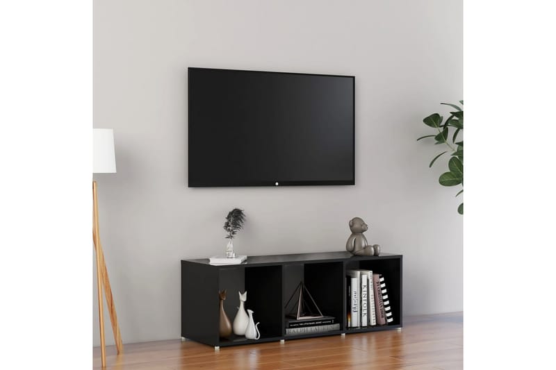 TV-benk höyglans svart 107x35x37 cm sponplate - Svart - Møbler - Mediamøbel & tv møbel - TV-benk & mediabenk