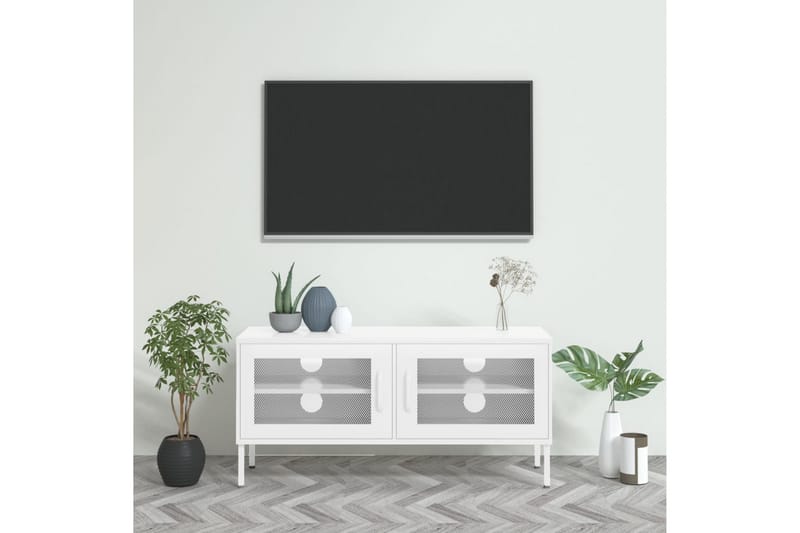 TV-benk hvit 105x35x50 cm stål - Hvit - Møbler - Bord - Spisebord & kjøkkenbord