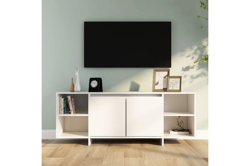 TV-benk hvit 130x35x50 cm sponplate - Hvit - Møbler - Mediamøbel & tv møbel - TV-benk & mediabenk