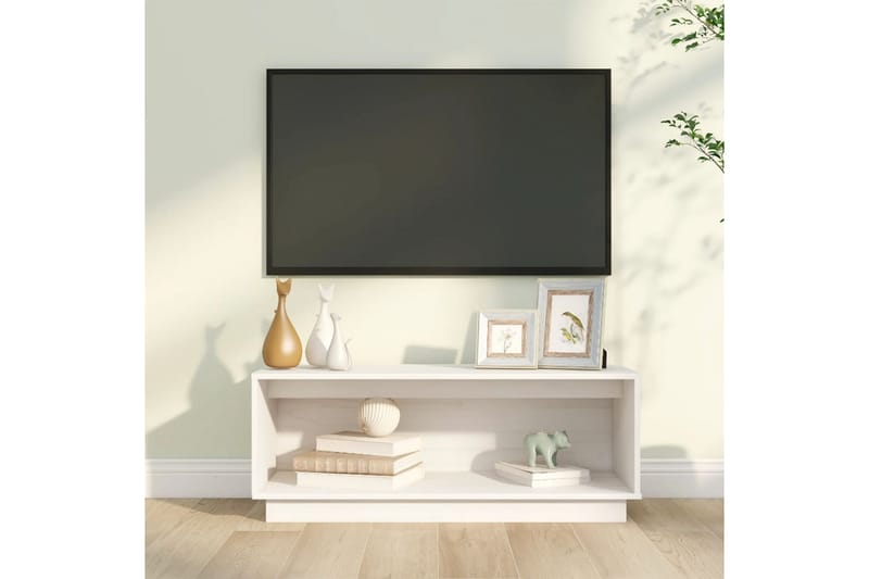 TV-benk hvit 90x35x35 cm heltre furu - Hvit - Møbler - Mediamøbel & tv møbel - TV-benk & mediabenk