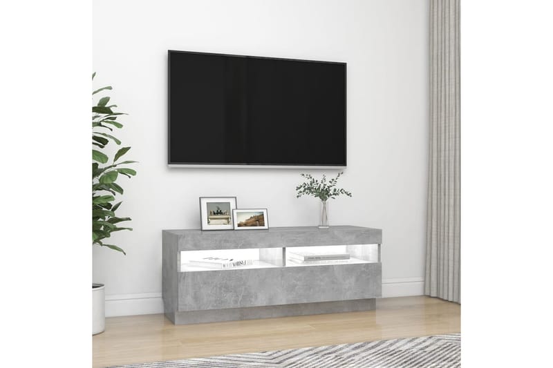 TV-benk med LED-lys betonggrå 100x35x40 cm - Grå - Belysning - Innendørsbelysning & Lamper - Vegglampe