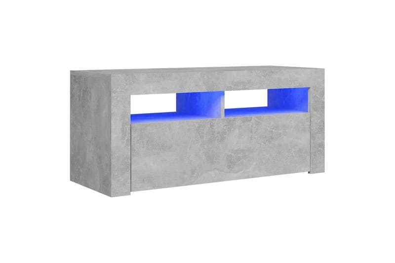TV-benk med LED-lys betonggrå 90x35x40 cm - Grå - Møbler - Mediamøbel & tv møbel - TV-benk & mediabenk
