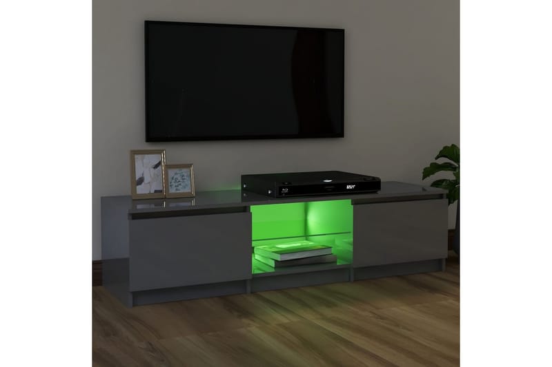 TV-benk med LED-lys høyglans grå 120x30x35,5 cm - Grå - Møbler - Mediamøbel & tv møbel - TV-benk & mediabenk