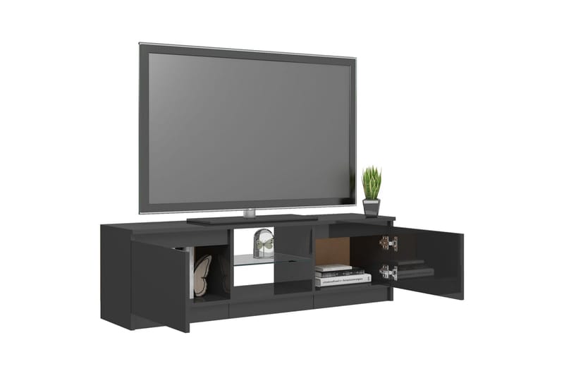 TV-benk med LED-lys høyglans grå 120x30x35,5 cm - Grå - Møbler - Mediamøbel & tv møbel - TV-benk & mediabenk