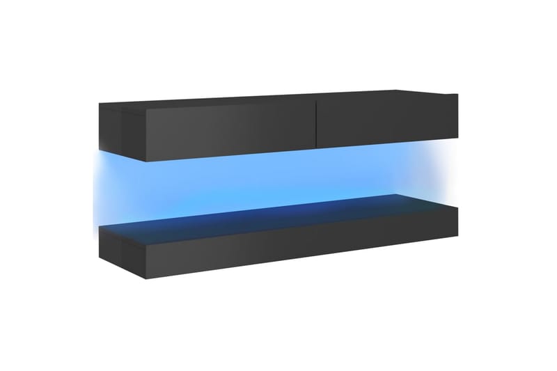 TV-benk med LED-lys høyglans grå 120x35 cm - Grå - Møbler - Medie- & TV-møbler - TV-benk & mediabenk