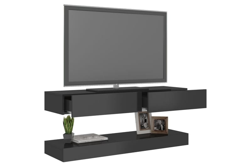 TV-benk med LED-lys høyglans grå 120x35 cm - Grå - Møbler - Medie- & TV-møbler - TV-benk & mediabenk