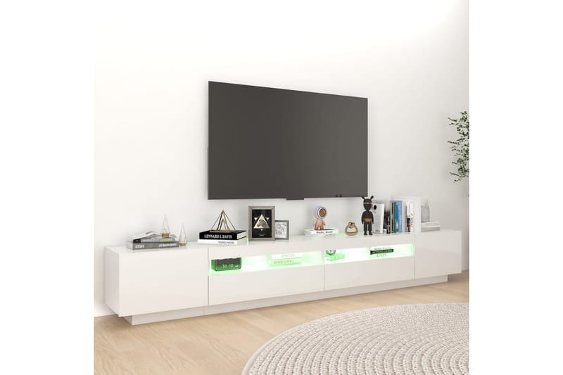 TV-benk med LED-lys høyglans hvit 260x35x40 cm - Hvit - Møbler - Medie- & TV-møbler - TV-benk & mediabenk
