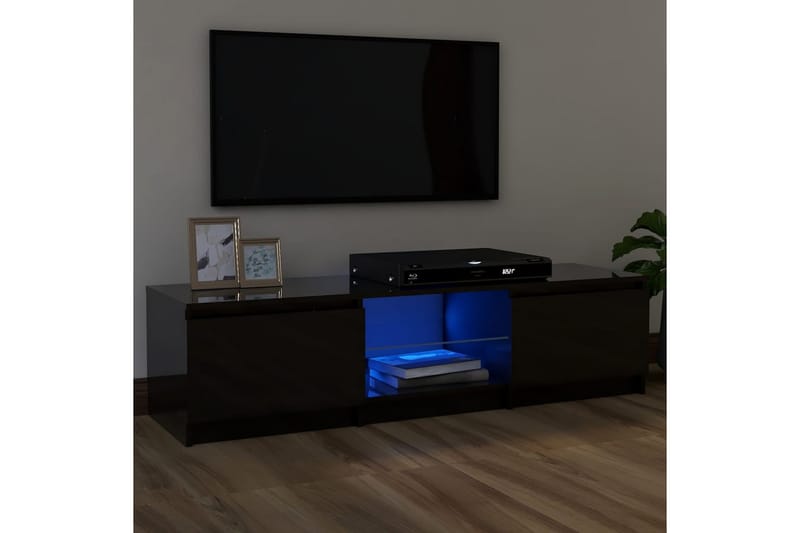 TV-benk med LED-lys høyglans svart 120x30x35,5 cm - Svart - Møbler - Medie- & TV-møbler - TV-benk & mediabenk