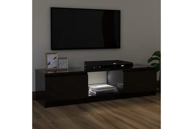 TV-benk med LED-lys høyglans svart 120x30x35,5 cm - Svart - Møbler - Mediamøbel & tv møbel - TV-benk & mediabenk