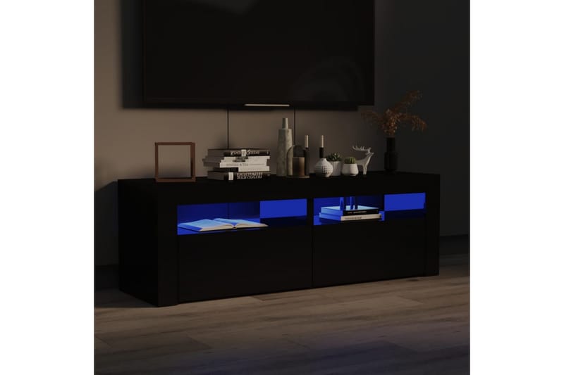 TV-benk med LED-lys høyglans svart 120x35x40 cm - Svart - Møbler - Medie- & TV-møbler - TV-benk & mediabenk