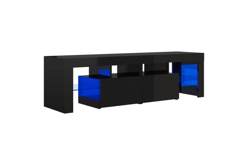 TV-benk med LED-lys høyglans svart 140x35x40 cm - Svart - Møbler - Medie- & TV-møbler - TV-benk & mediabenk