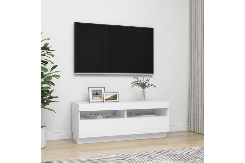 TV-benk med LED-lys hvit 100x35x40 cm - Hvit - Møbler - Mediamøbel & tv møbel - TV-benk & mediabenk