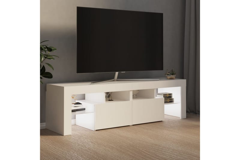 TV-benk med LED-lys hvit 140x35x40 cm - Hvit - Møbler - Medie- & TV-møbler - TV-benk & mediabenk