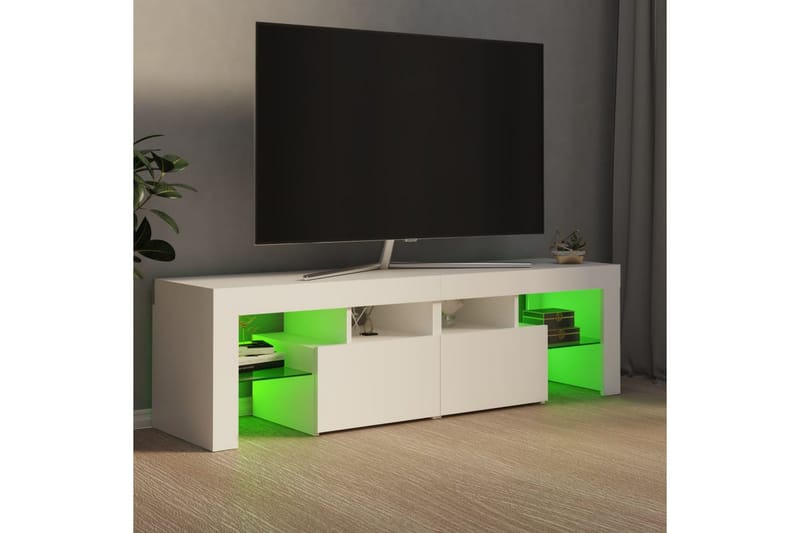 TV-benk med LED-lys hvit 140x35x40 cm - Hvit - Møbler - Medie- & TV-møbler - TV-benk & mediabenk