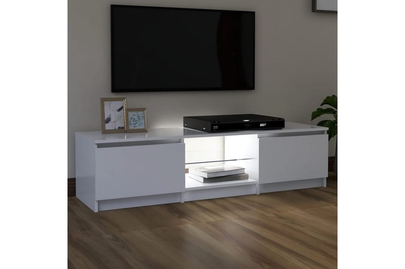 TV-benk med LED-lys hvit 140x40x35,5 cm - Hvit - Møbler - Mediamøbel & tv møbel - TV-benk & mediabenk