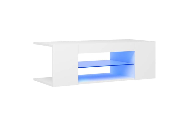 TV-benk med LED-lys hvit 90x39x30 cm - Hvit - Møbler - Mediamøbel & tv møbel - TV-benk & mediabenk