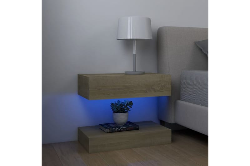TV-benk med LED-lys sonoma eik 60x35 cm - Brun - Møbler - Mediamøbel & tv møbel - TV-benk & mediabenk