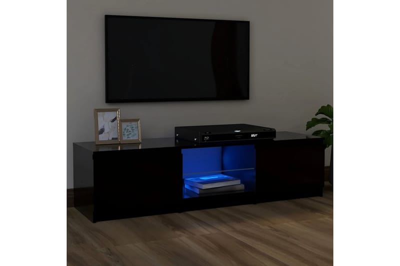 TV-benk med LED-lys svart 120x30x35,5 cm - Svart - Møbler - Mediamøbel & tv møbel - TV-benk & mediabenk