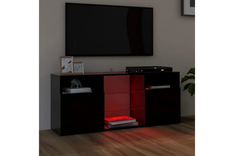 TV-benk med LED-lys svart 120x30x50 cm - Svart - Møbler - Mediamøbel & tv møbel - TV-benk & mediabenk