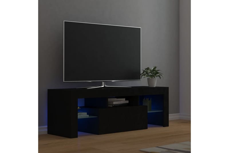 TV-benk med LED-lys svart 120x35x40 cm - Svart - Møbler - Mediamøbel & tv møbel - TV-benk & mediabenk