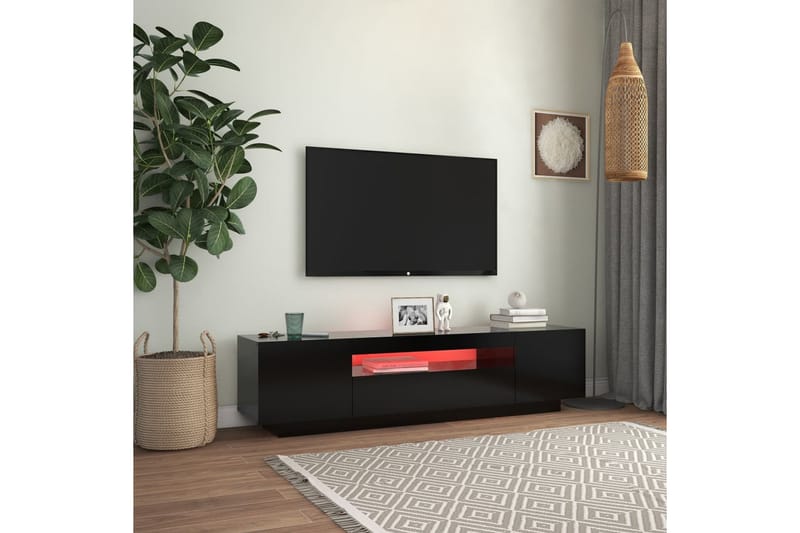 TV-benk med LED-lys svart 160x35x40 cm - Svart - Møbler - Mediamøbel & tv møbel - TV-benk & mediabenk