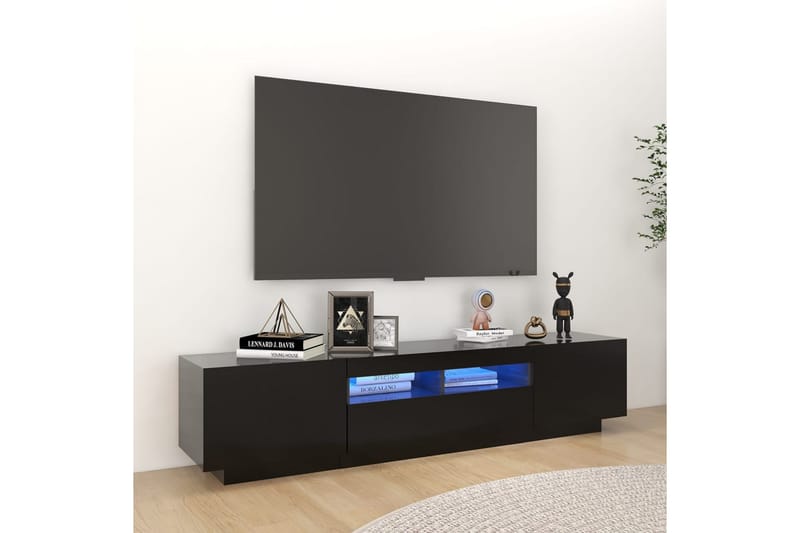 TV-benk med LED-lys svart 180x35x40 cm - Svart - Møbler - Mediamøbel & tv møbel - TV-benk & mediabenk